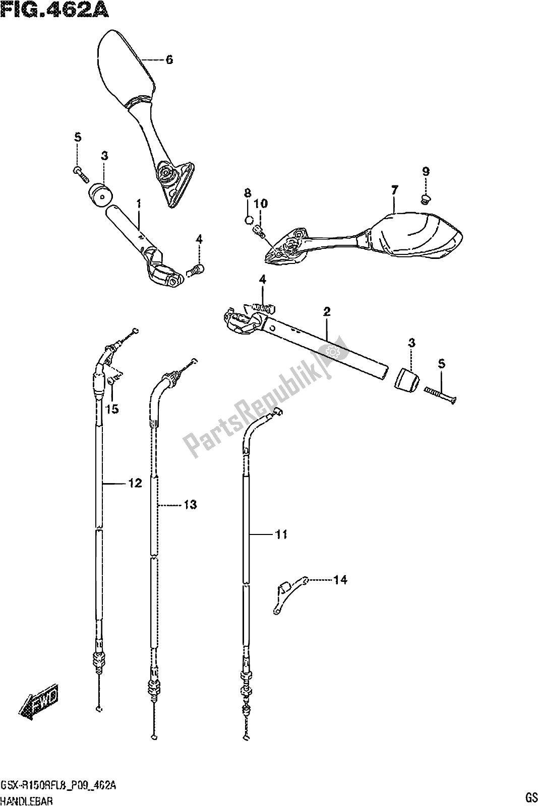 All parts for the Fig. 462a Handlebar of the Suzuki Gsx-r 150 RF 2018