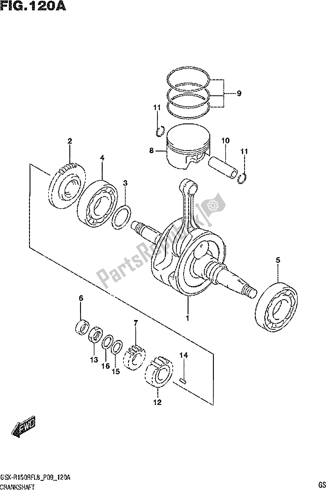 Todas las partes para Fig. 120a Crankshaft de Suzuki Gsx-r 150 RFX 2018