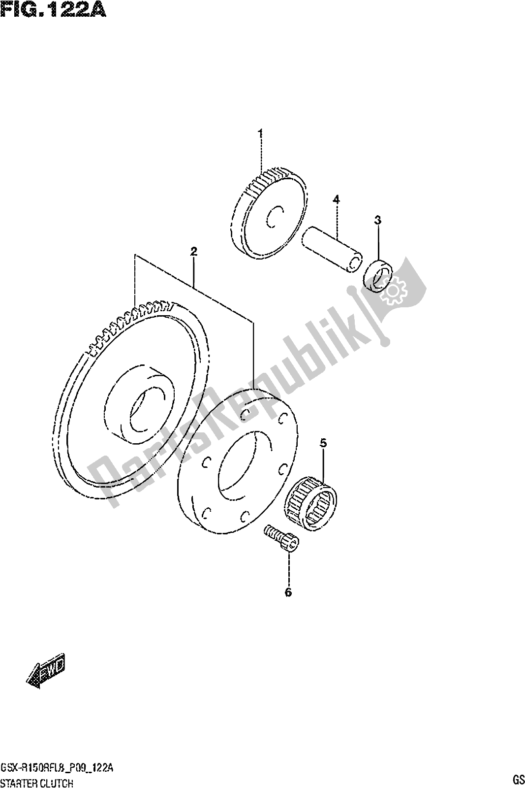 Alle onderdelen voor de Fig. 122a Starter Clutch van de Suzuki Gsx-r 150 RFX 2018