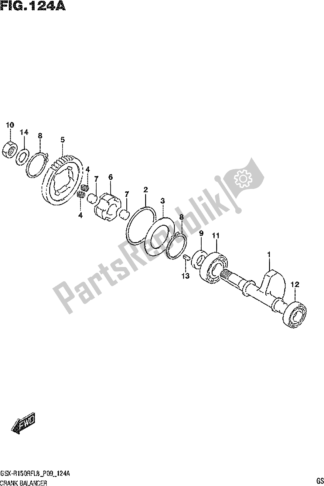 All parts for the Fig. 124a Crank Balancer of the Suzuki Gsx-r 150 RFX 2018