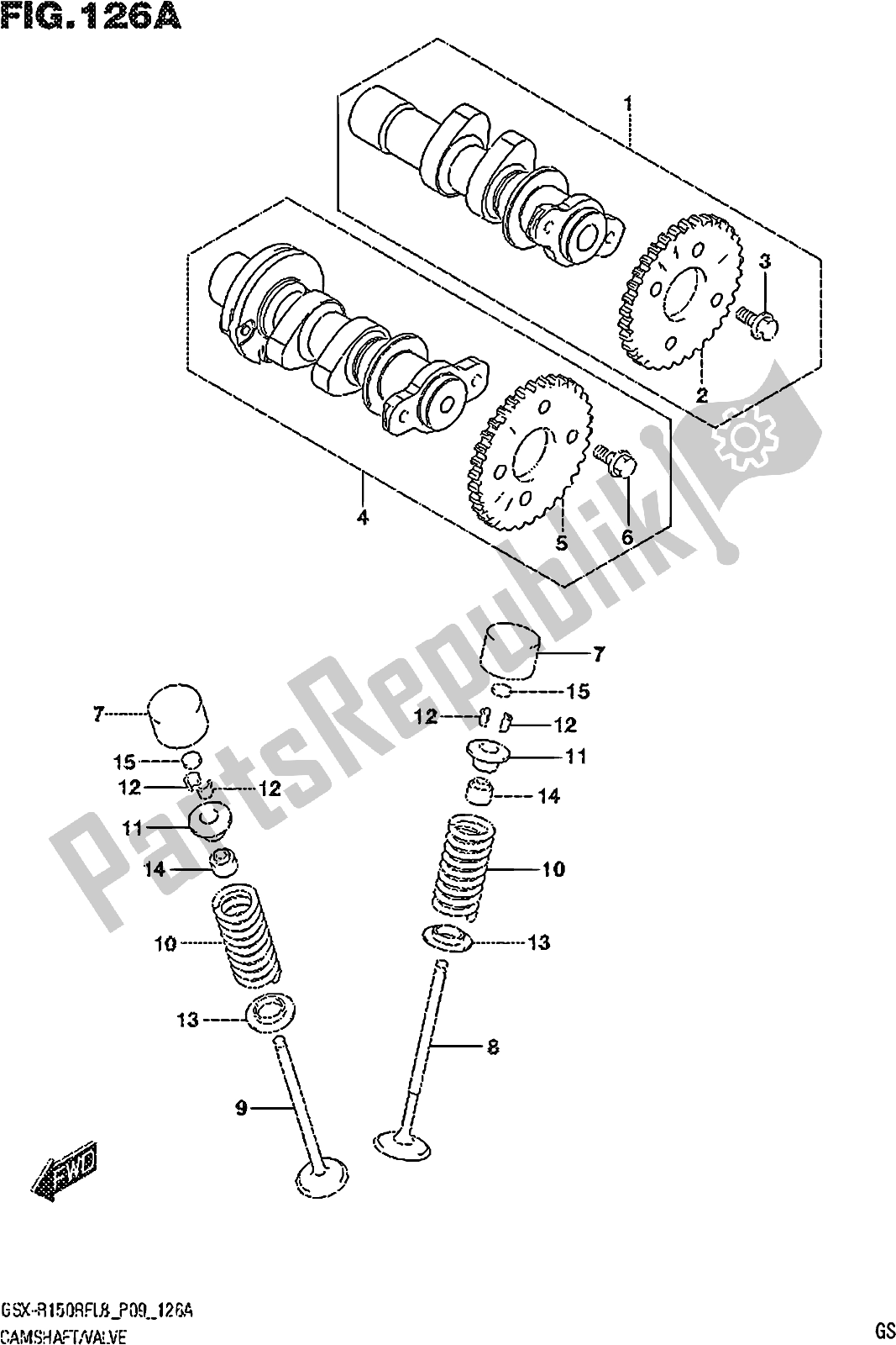 Todas las partes para Fig. 126a Camshaft/valve de Suzuki Gsx-r 150 RFX 2018