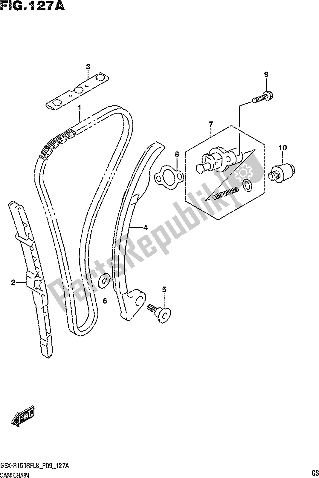 Tutte le parti per il Fig. 127a Cam Chain del Suzuki Gsx-r 150 RFX 2018