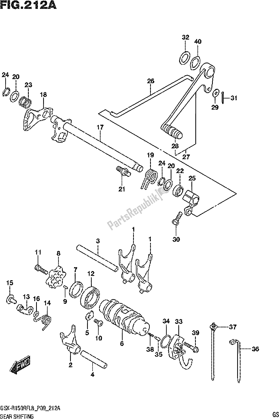 Alle onderdelen voor de Fig. 212a Gear Shifting van de Suzuki Gsx-r 150 RFX 2018