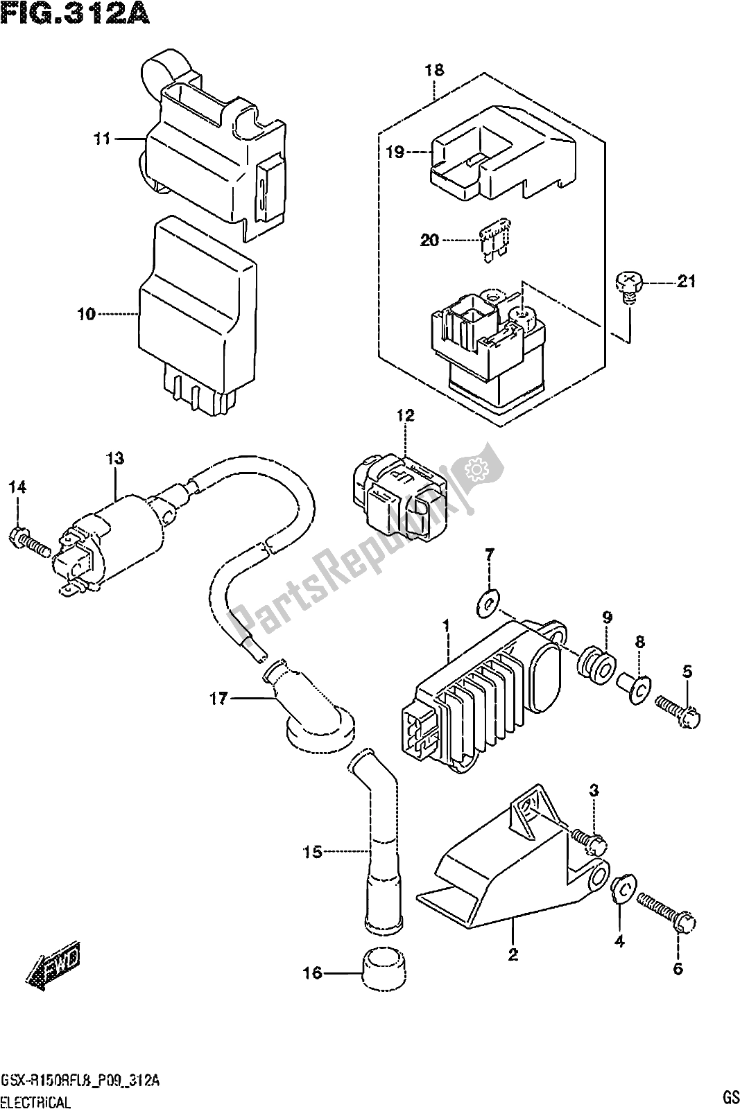 Tutte le parti per il Fig. 312a Electrical del Suzuki Gsx-r 150 RFX 2018