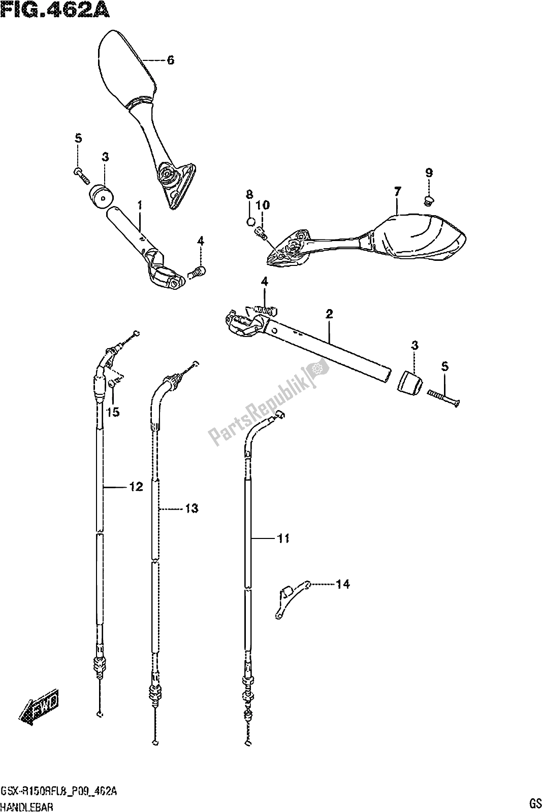 All parts for the Fig. 462a Handlebar of the Suzuki Gsx-r 150 RFX 2018