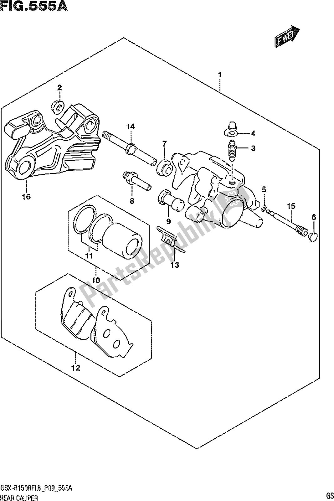 Tutte le parti per il Fig. 555a Rear Caliper del Suzuki Gsx-r 150 RFX 2018