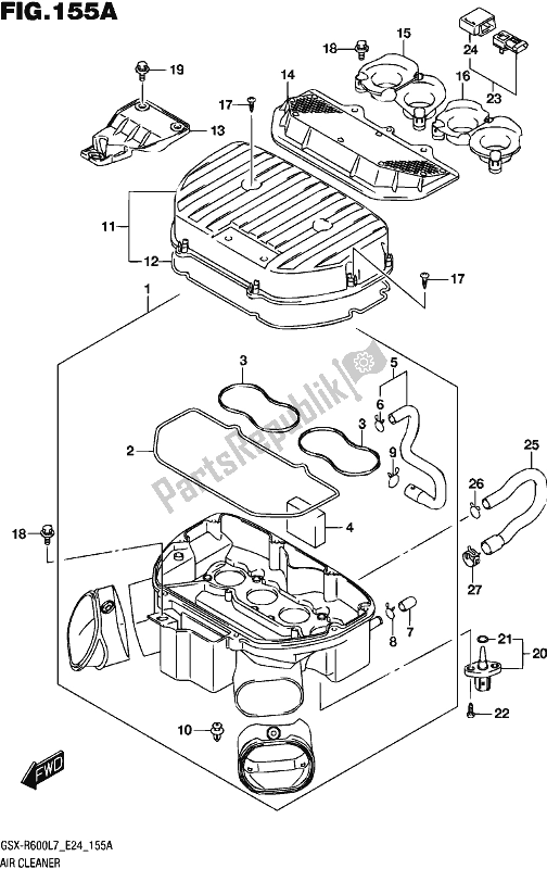 All parts for the Air Cleaner of the Suzuki Gsx-r 600 2017