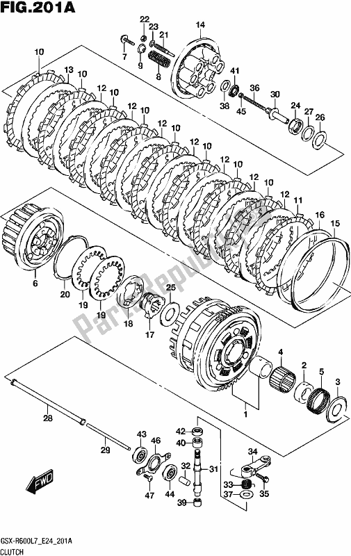 All parts for the Clutch of the Suzuki Gsx-r 600 2017