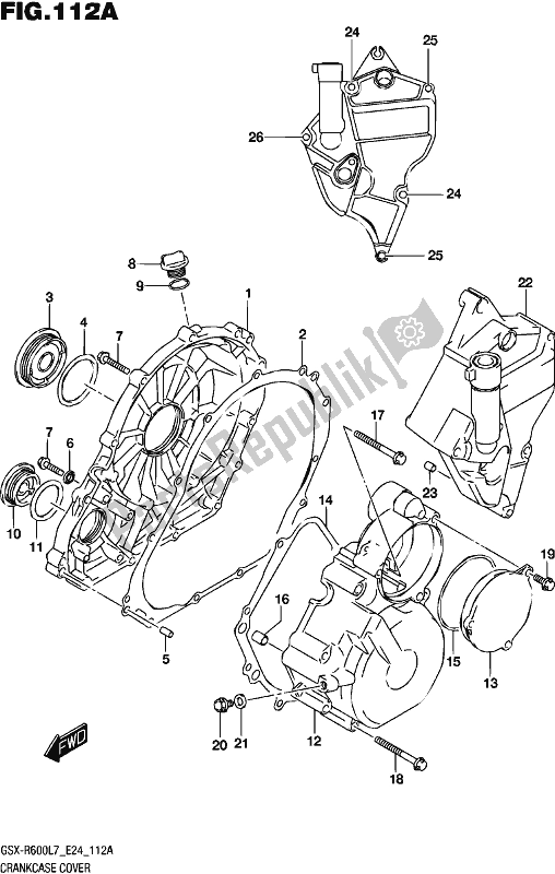 All parts for the Crankcase Cover of the Suzuki Gsx-r 600 2017