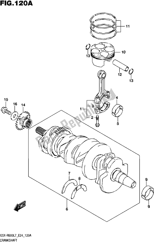 All parts for the Crankshaft of the Suzuki Gsx-r 600 2017