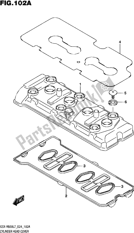 All parts for the Cylinder Head Cover of the Suzuki Gsx-r 600 2017