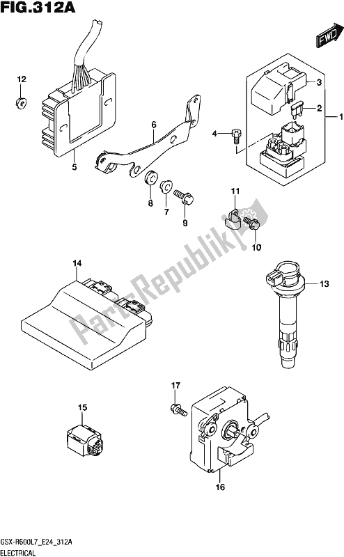 All parts for the Electrical of the Suzuki Gsx-r 600 2017