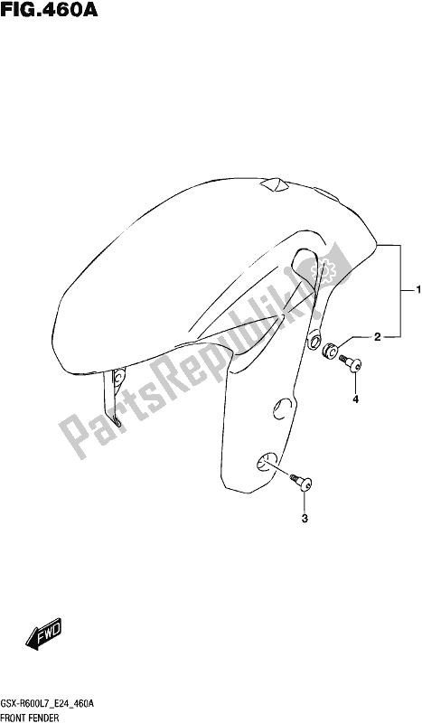 All parts for the Front Fender of the Suzuki Gsx-r 600 2017