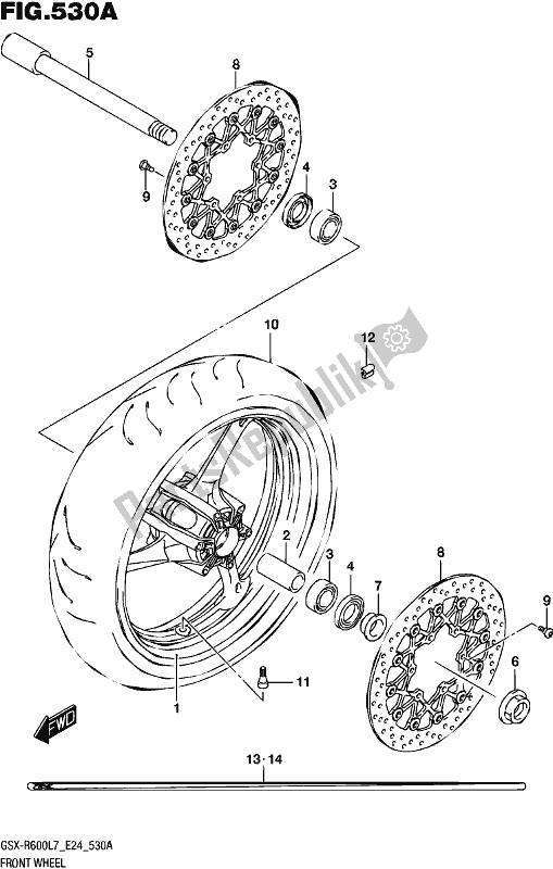 All parts for the Front Wheel of the Suzuki Gsx-r 600 2017