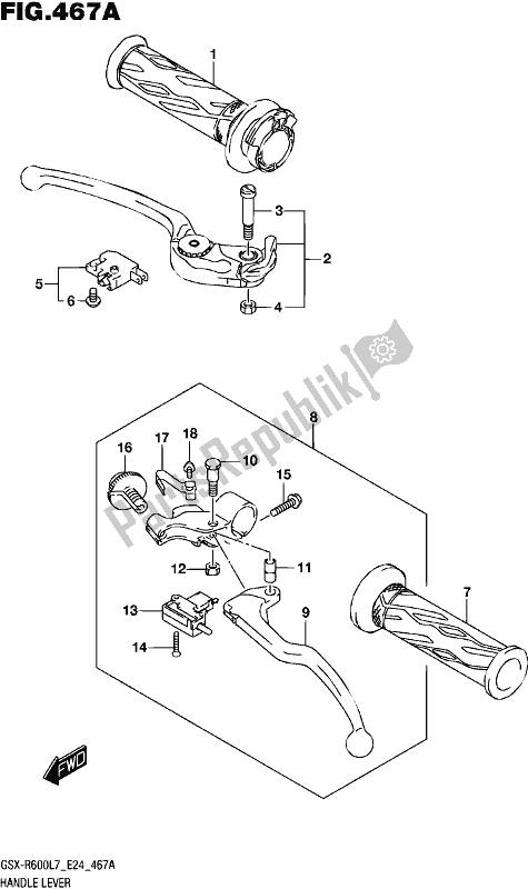 All parts for the Handle Lever of the Suzuki Gsx-r 600 2017