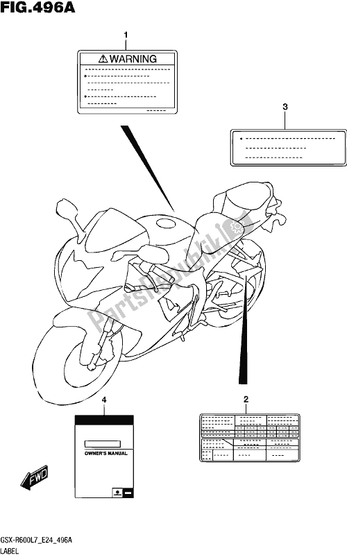 All parts for the Label of the Suzuki Gsx-r 600 2017