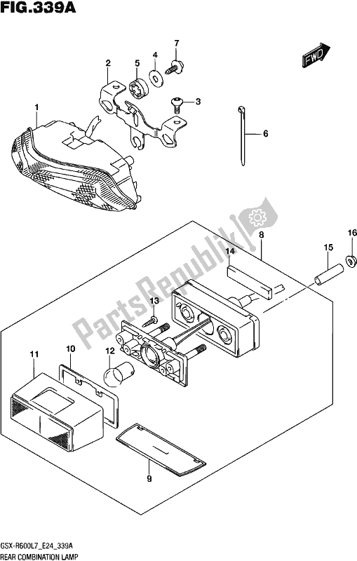 All parts for the Rear Combination Lamp of the Suzuki Gsx-r 600 2017