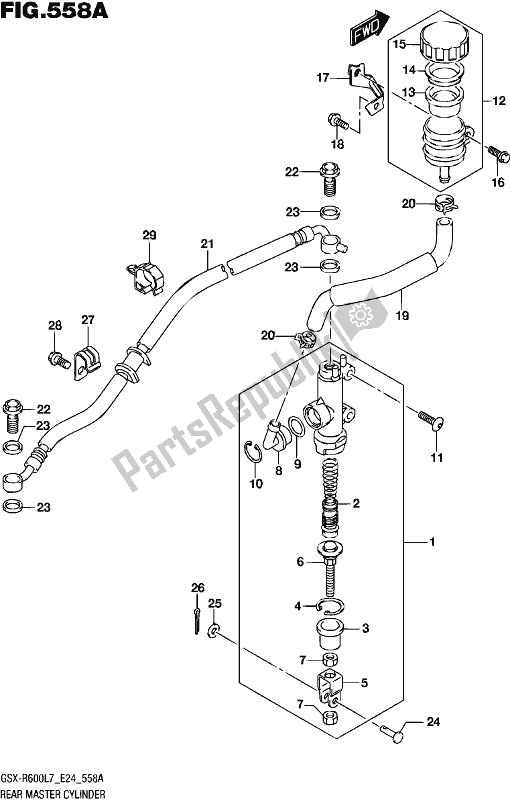 Toutes les pièces pour le Maître-cylindre Arrière du Suzuki Gsx-r 600 2017