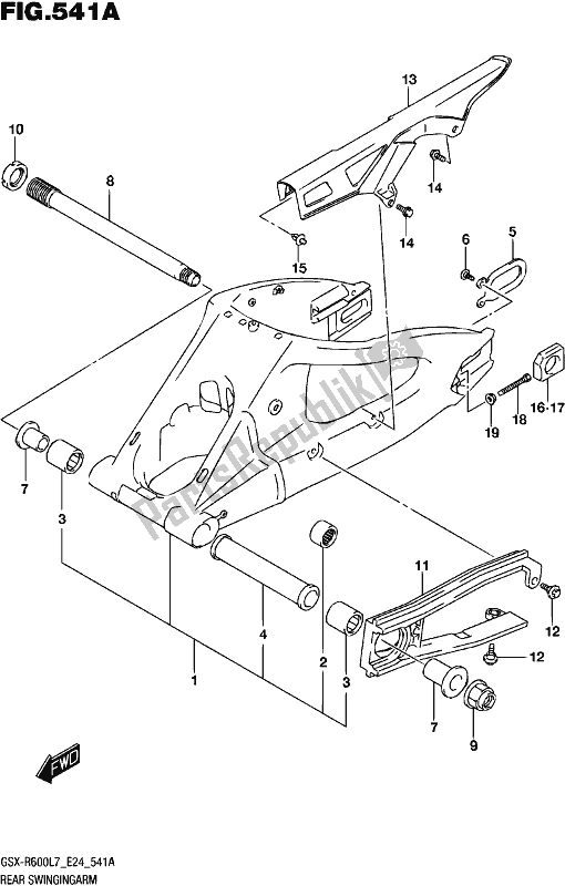 Toutes les pièces pour le Bras Oscillant Arrière du Suzuki Gsx-r 600 2017