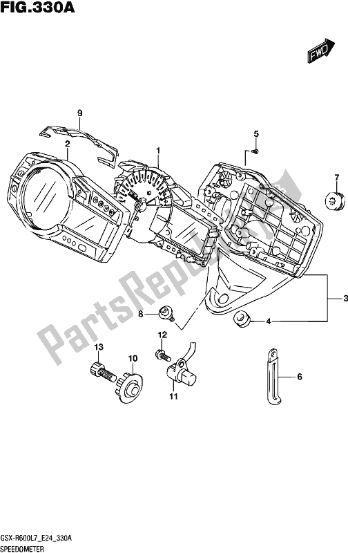 All parts for the Speedometer of the Suzuki Gsx-r 600 2017