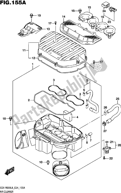 All parts for the Air Cleaner of the Suzuki Gsx-r 600 2018