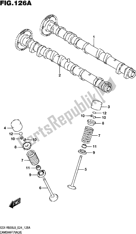 All parts for the Cam Shaft/valve of the Suzuki Gsx-r 600 2018