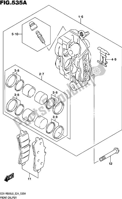 All parts for the Front Caliper of the Suzuki Gsx-r 600 2018