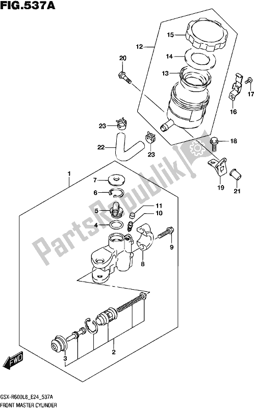 All parts for the Front Master Cylinder of the Suzuki Gsx-r 600 2018