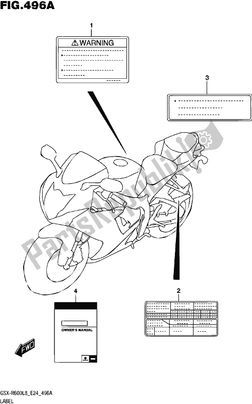 All parts for the Label of the Suzuki Gsx-r 600 2018