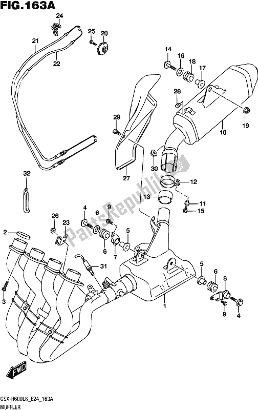 All parts for the Muffler of the Suzuki Gsx-r 600 2018