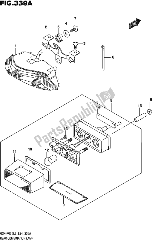 All parts for the Rear Combination Lamp of the Suzuki Gsx-r 600 2018