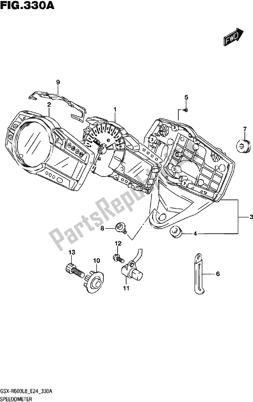 All parts for the Speedometer of the Suzuki Gsx-r 600 2018