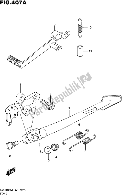 All parts for the Stand of the Suzuki Gsx-r 600 2018