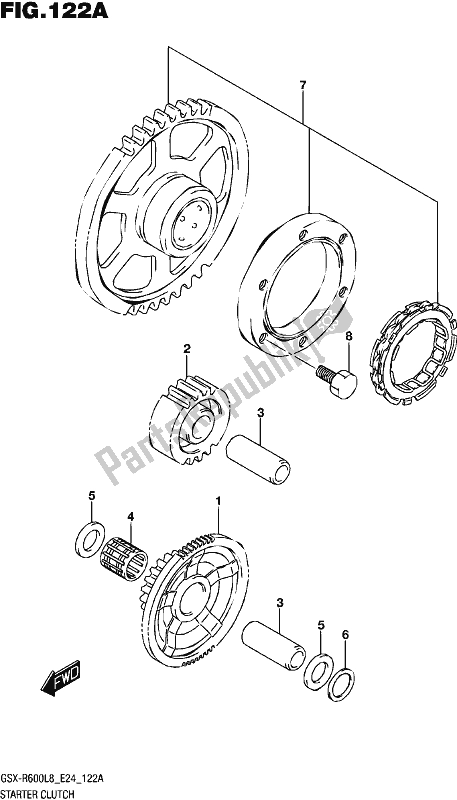 All parts for the Starter Clutch of the Suzuki Gsx-r 600 2018