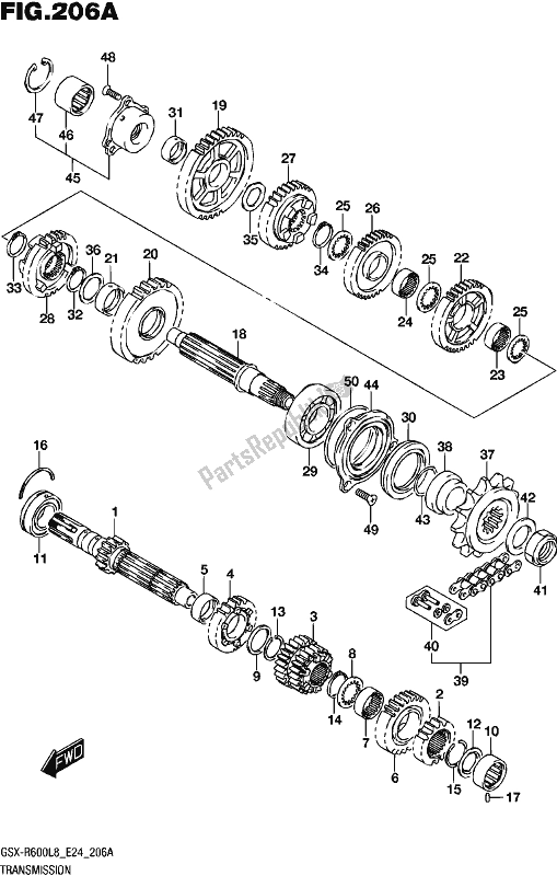 All parts for the Transmission of the Suzuki Gsx-r 600 2018