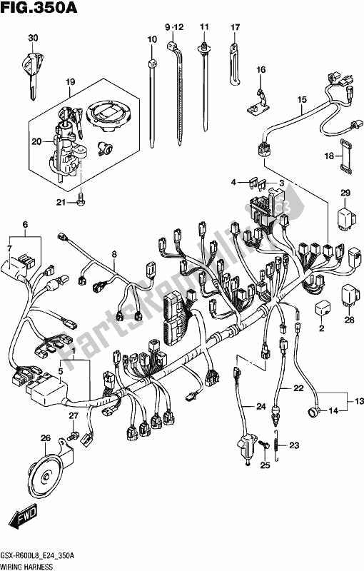 All parts for the Wiring Harness of the Suzuki Gsx-r 600 2018