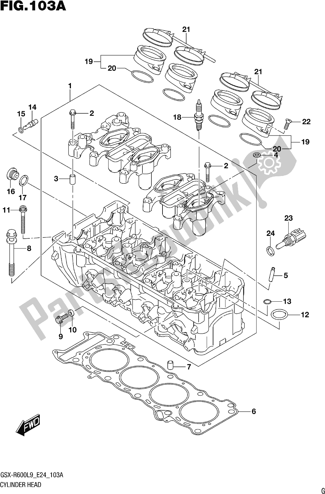 Tutte le parti per il Fig. 103a Cylinder Head del Suzuki Gsx-r 600 2019