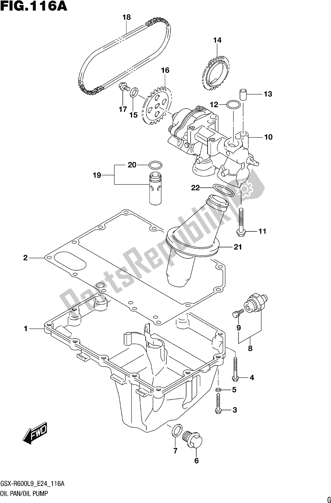 Tutte le parti per il Fig. 116a Oil Pan/oil Pump del Suzuki Gsx-r 600 2019