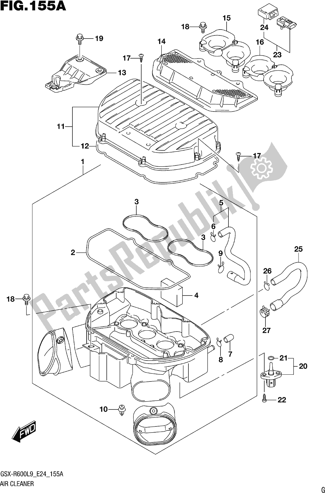 Tutte le parti per il Fig. 155a Air Cleaner del Suzuki Gsx-r 600 2019