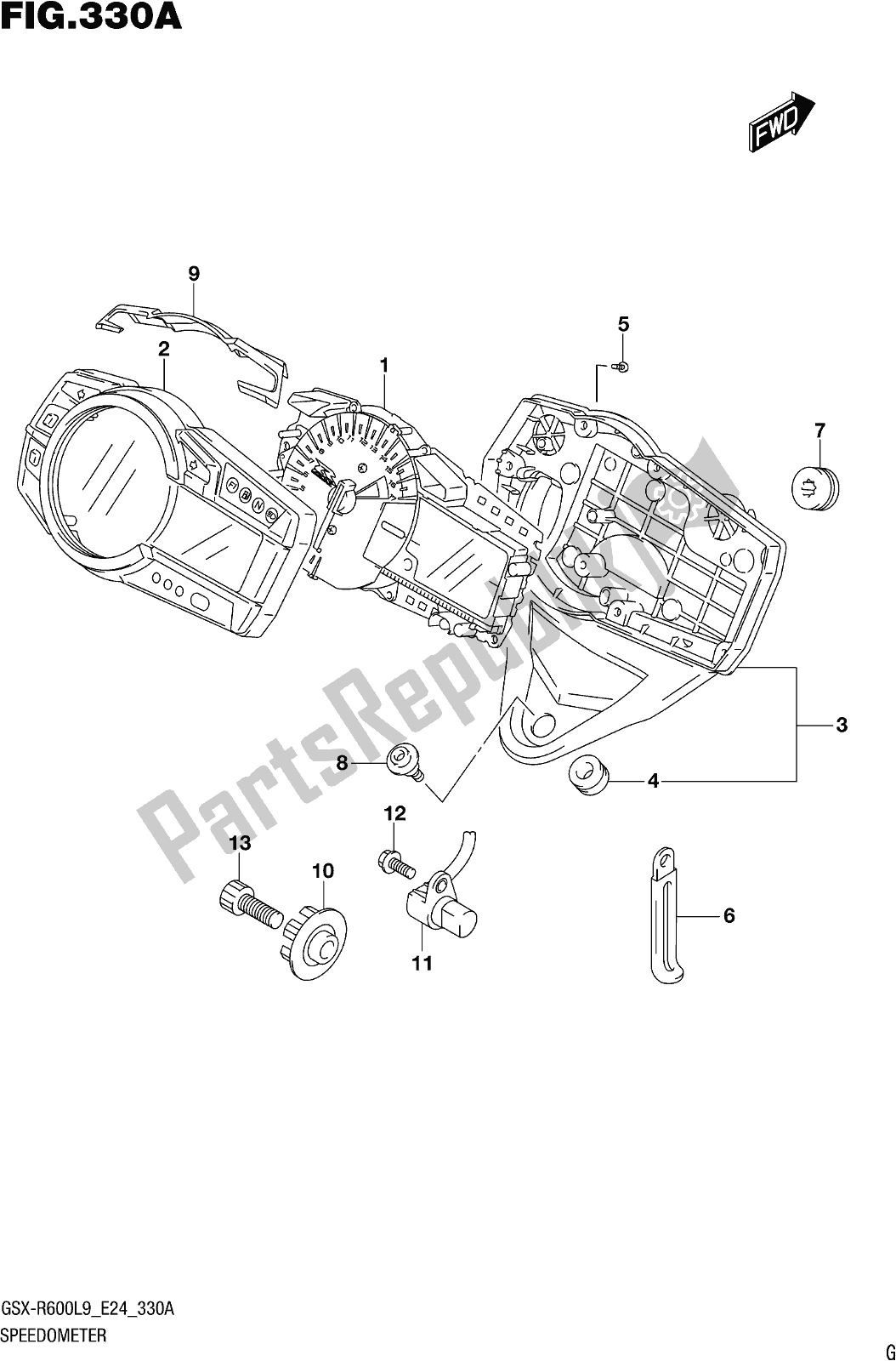 Toutes les pièces pour le Fig. 330a Speedometer du Suzuki Gsx-r 600 2019