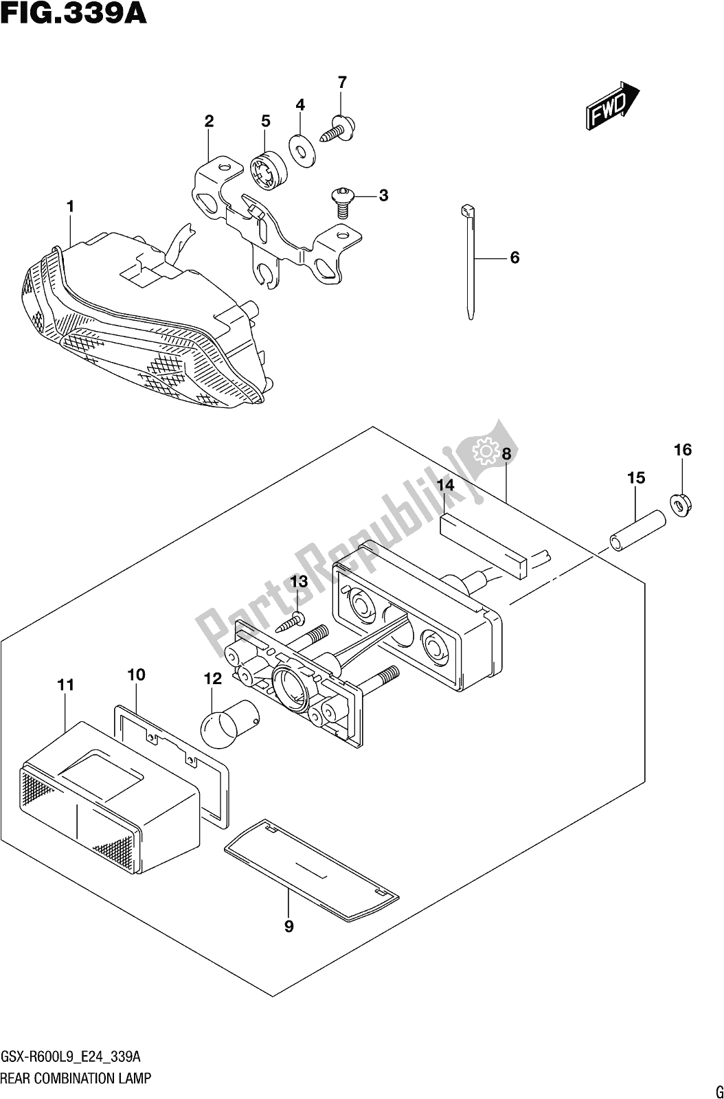 Tutte le parti per il Fig. 339a Rear Combination Lamp del Suzuki Gsx-r 600 2019