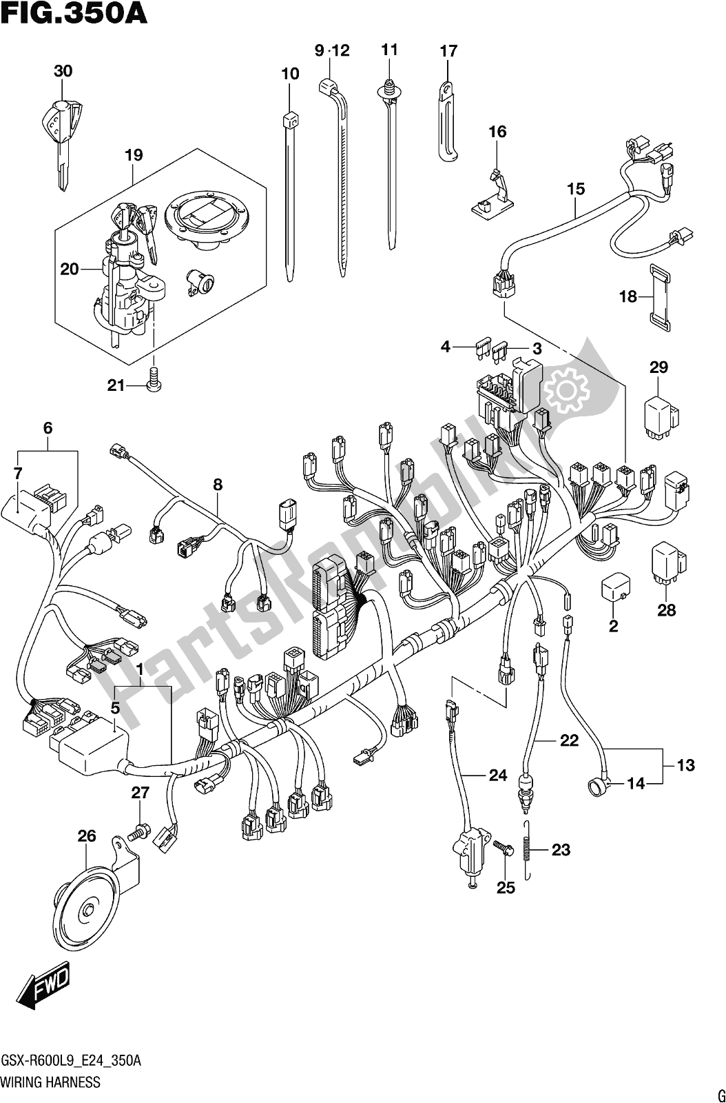 Tutte le parti per il Fig. 350a Wiring Harness del Suzuki Gsx-r 600 2019