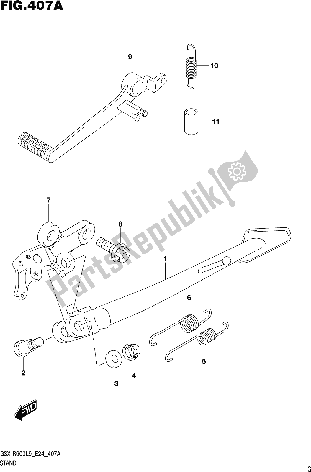 Toutes les pièces pour le Fig. 407a Stand du Suzuki Gsx-r 600 2019