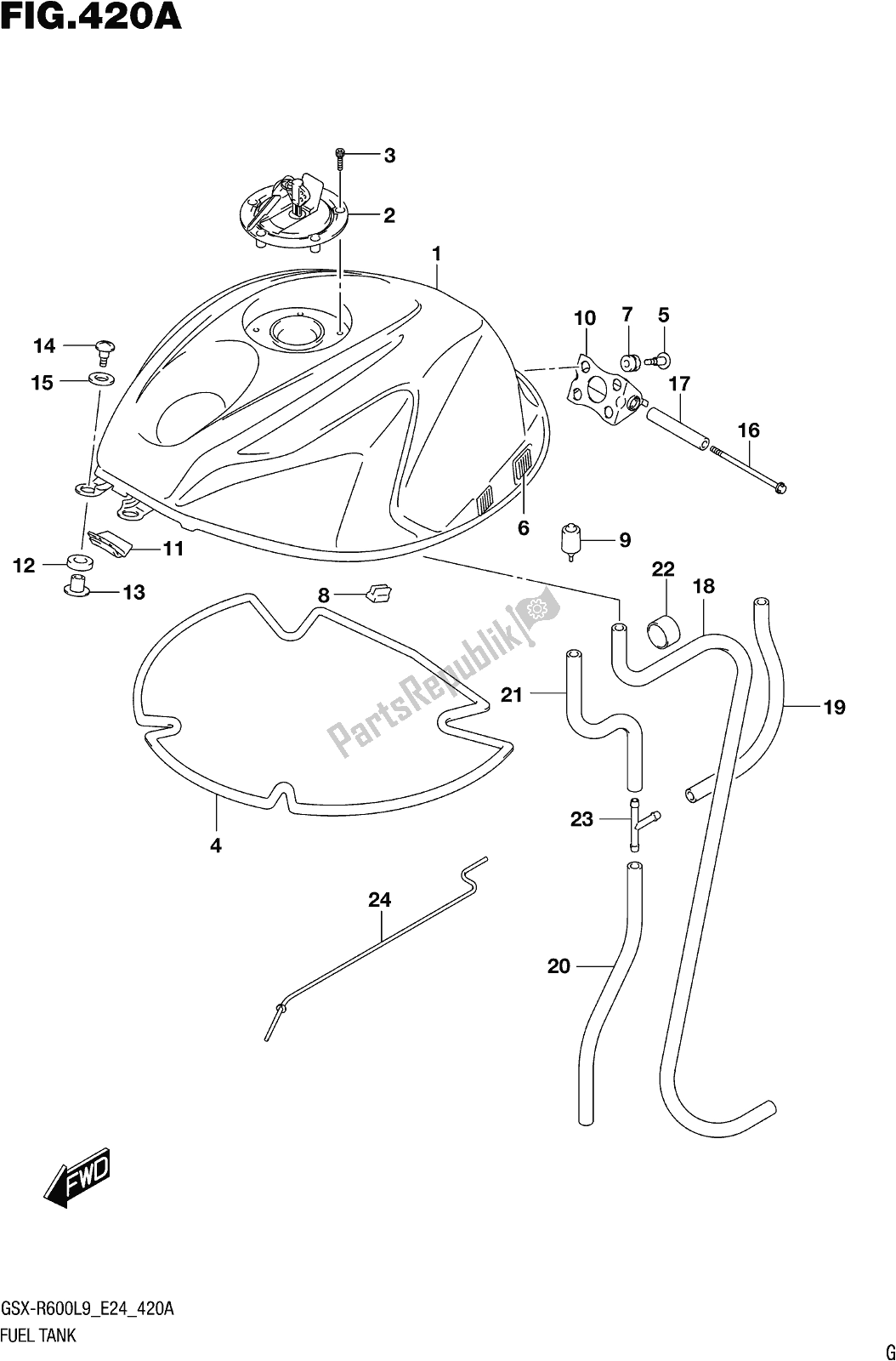 Tutte le parti per il Fig. 420a Fuel Tank del Suzuki Gsx-r 600 2019