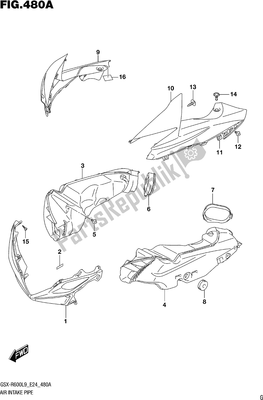 Tutte le parti per il Fig. 480a Air Intake Pipe del Suzuki Gsx-r 600 2019