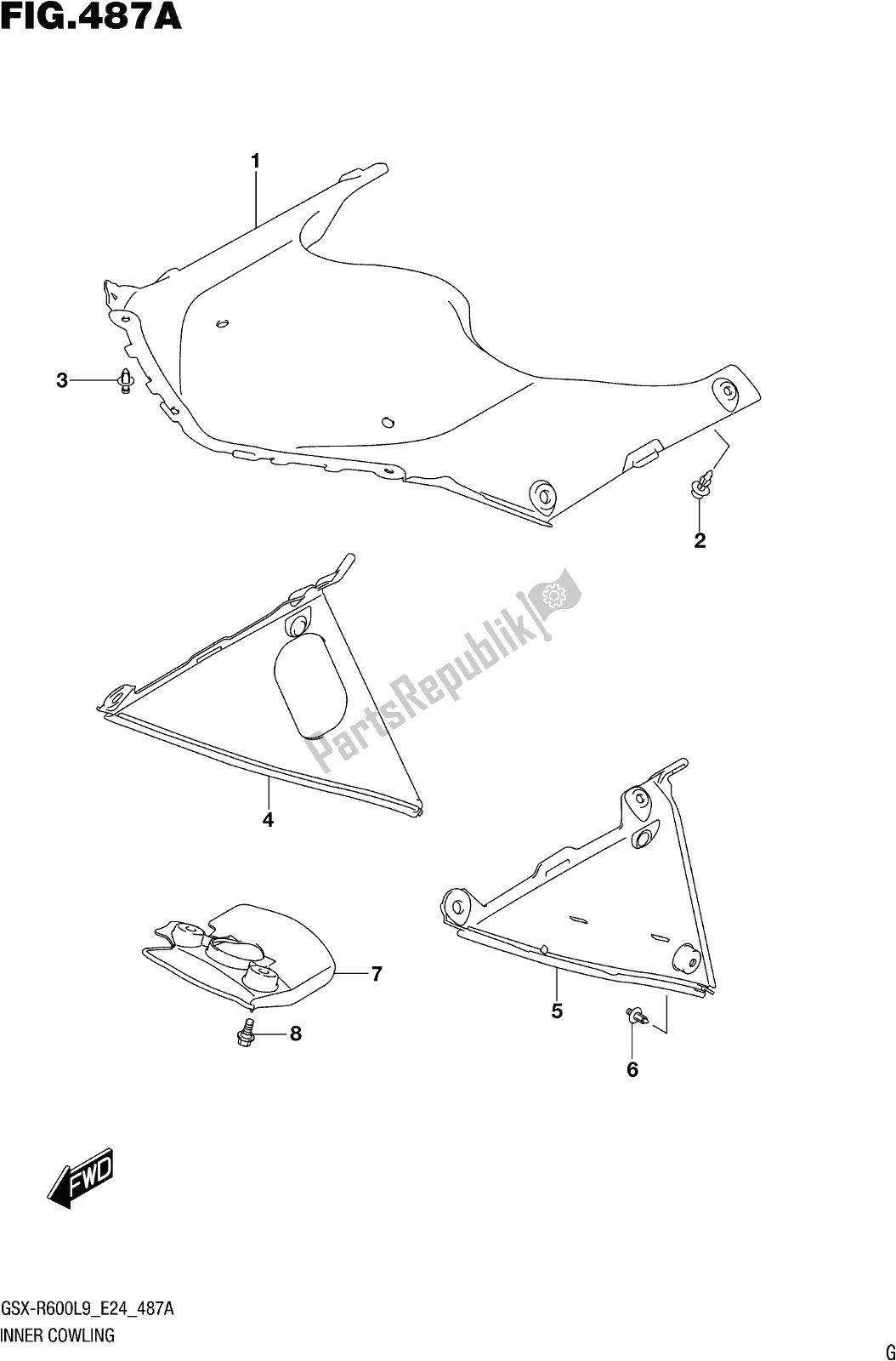 Toutes les pièces pour le Fig. 487a Inner Cowling du Suzuki Gsx-r 600 2019