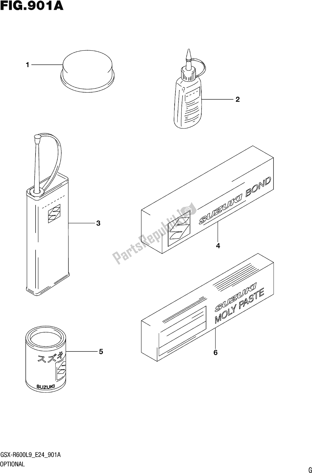 All parts for the Fig. 901a Optional of the Suzuki Gsx-r 600 2019