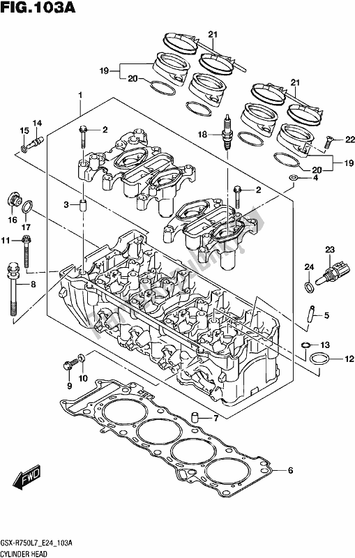 All parts for the Cylinder Head of the Suzuki Gsx-r 750 2017