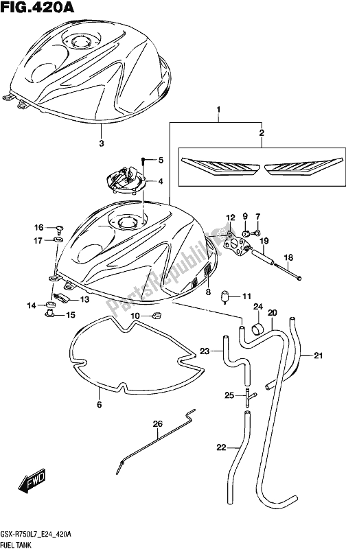 Tutte le parti per il Serbatoio Di Carburante del Suzuki Gsx-r 750 2017