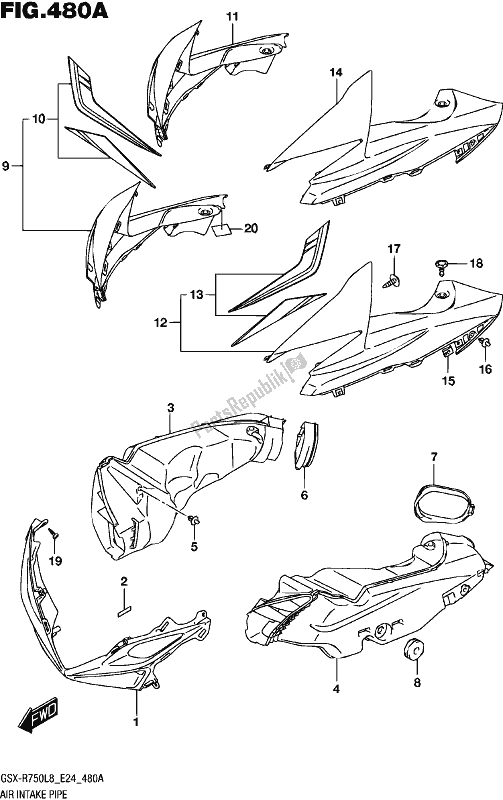 Toutes les pièces pour le Tuyau D'admission D'air du Suzuki Gsx-r 750 2018